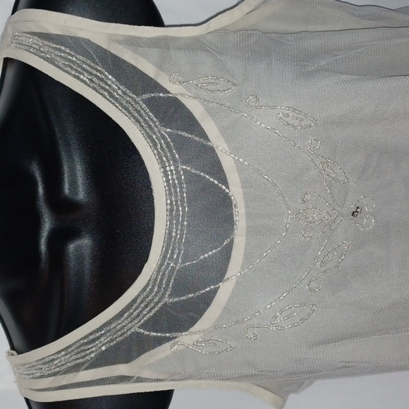 american rag chiffon two layer cami, beaded, semi-sheer - Picture 2 of 7